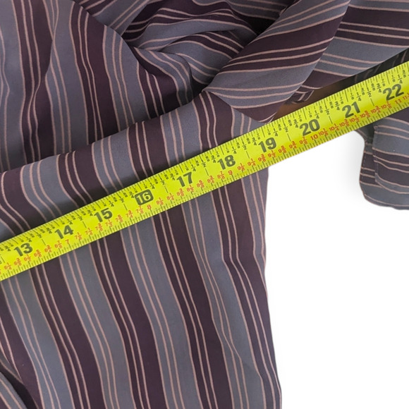 Vintage Jonathon Martin Blouse 9/10 Mauve Stripe Button Down Neck Bowtie - Picture 6 of 9